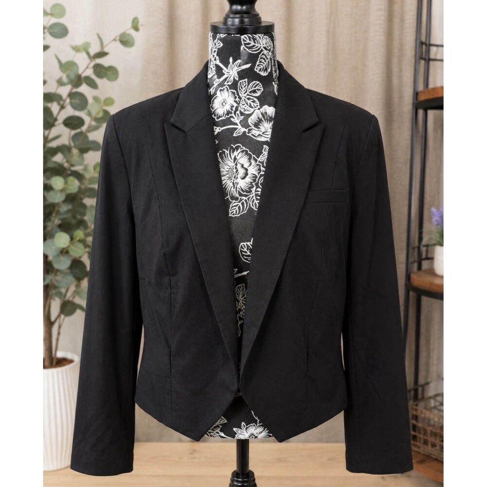 NWT Lane Bryant Sz 22 Women's Lined Jacket Black Open Front 46” Bust 20” Length